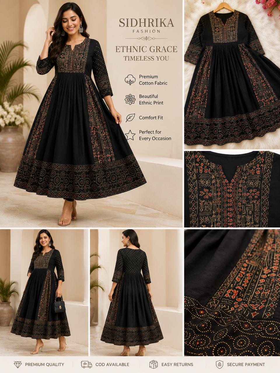 Breathable cotton anarkali suit
