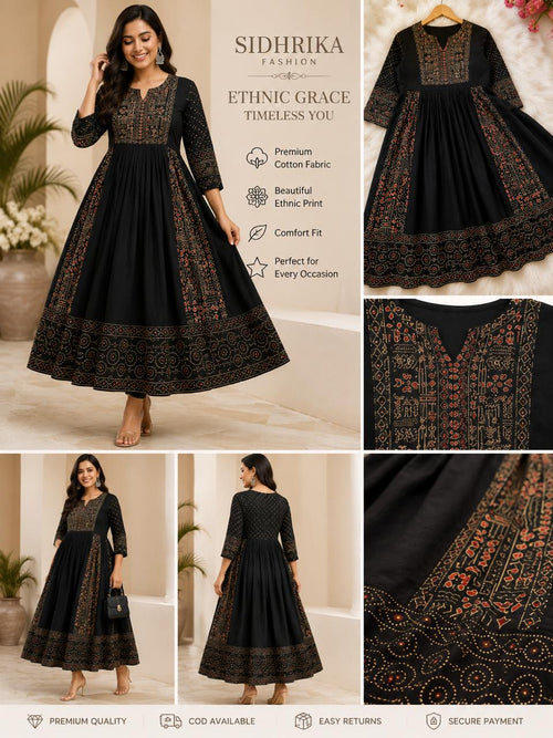 Breathable cotton anarkali suit