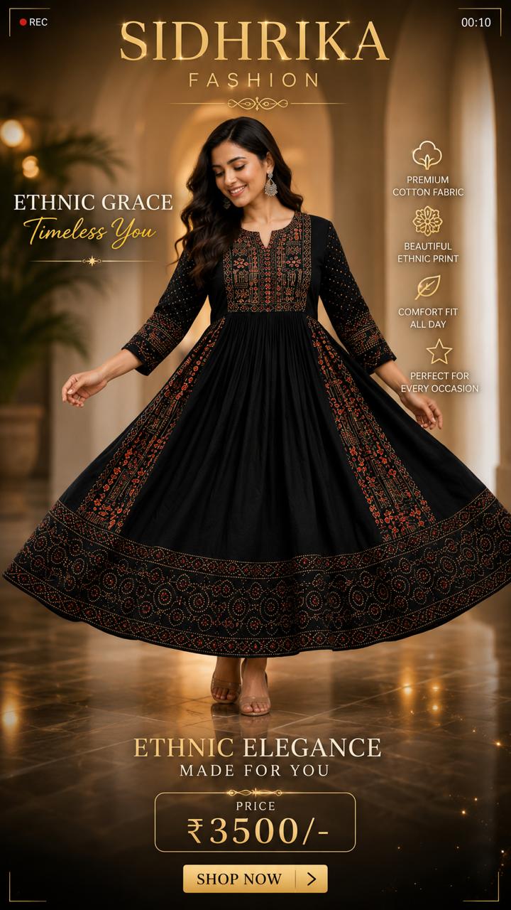 Breathable cotton anarkali suit