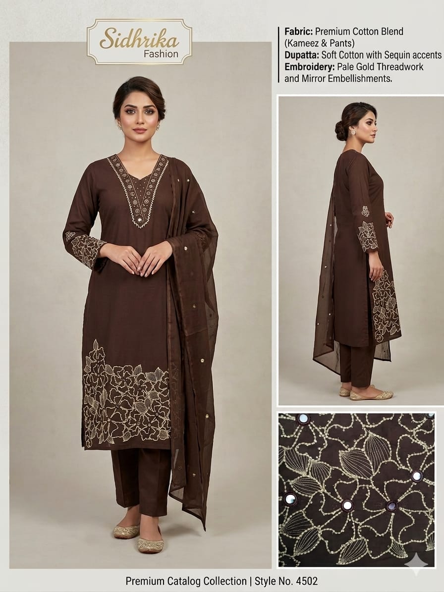 Cotton Mirror Work Suit